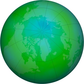 Arctic ozone map for 2000-08